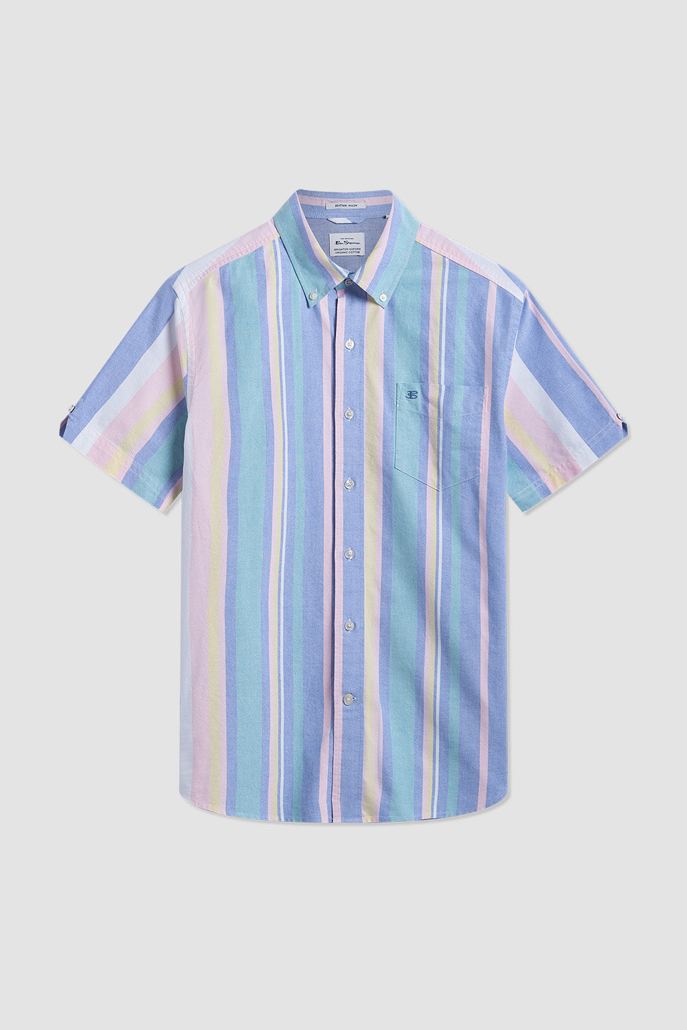 Ben Sherman Short Sleeve Brighton Oxford Organic Stripe Shirts Multicolor Stripes | LGWEB-3021