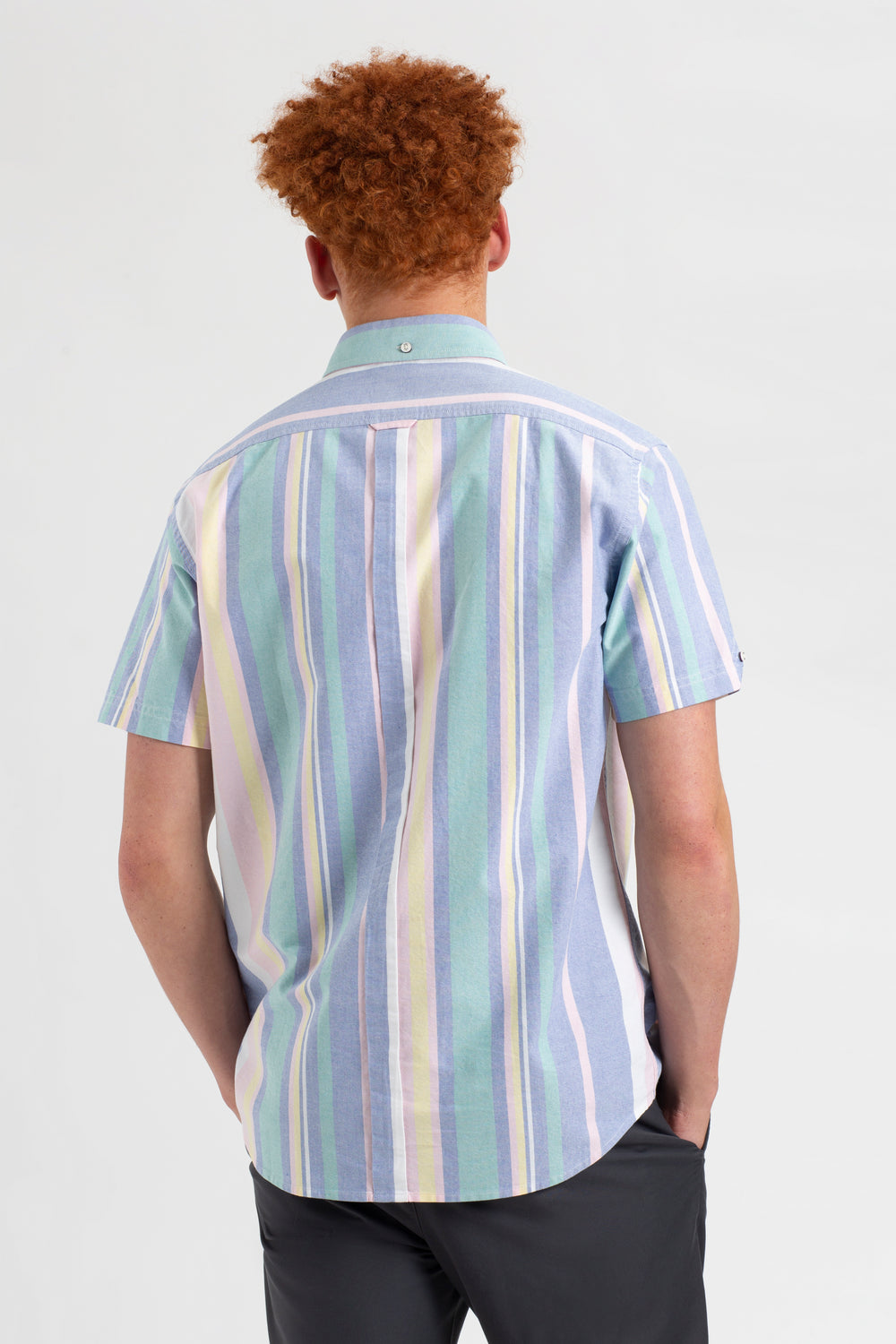 Ben Sherman Short Sleeve Brighton Oxford Organic Stripe Shirts Multicolor Stripes | LGWEB-3021