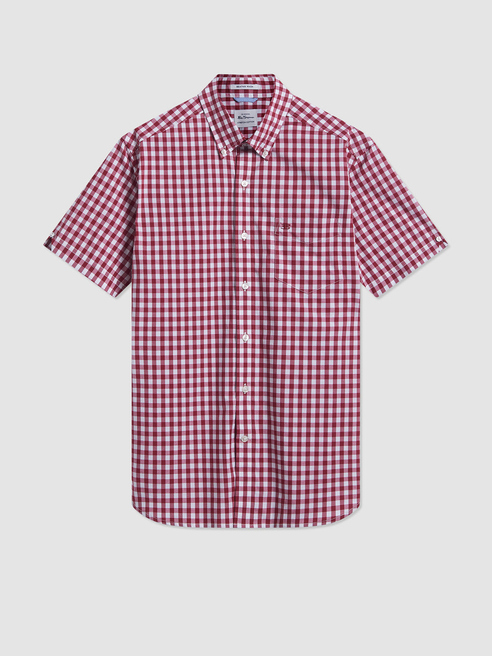 Ben Sherman Short Sleeve House Poplin Gingham Shirts Burgundy | HGWVB-8035