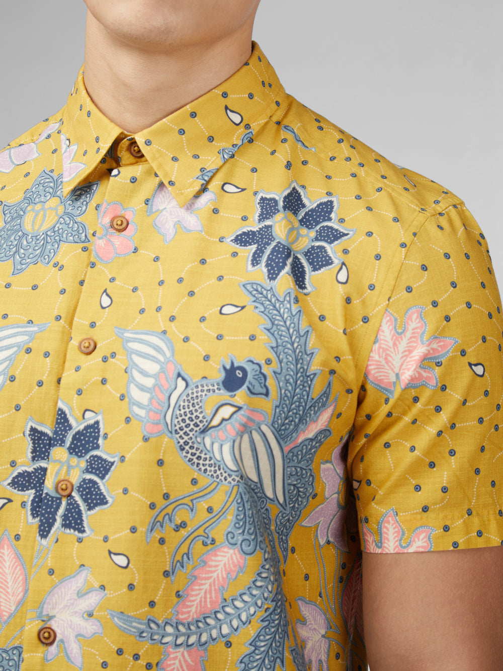 Ben Sherman Signature Abstract Botanical Print Shirts Yellow | WCAKJ-4089