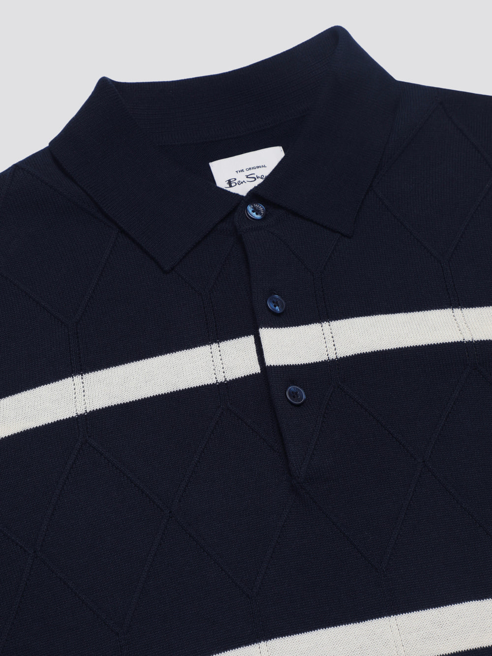 Ben Sherman Signature Argyle Stripe Polo Knitwear Navy | KBYCE-3927