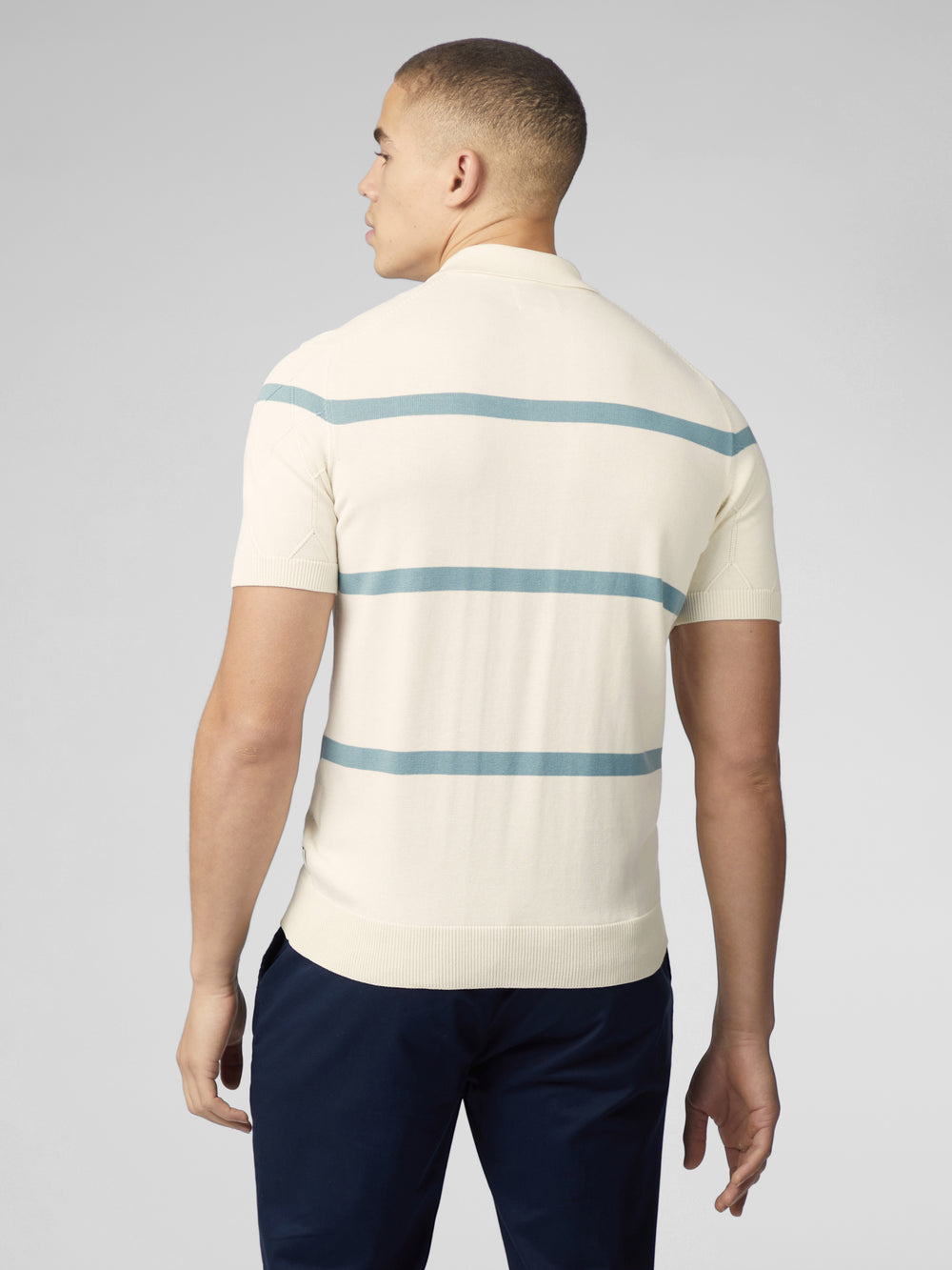 Ben Sherman Signature Argyle Stripe Polo Knitwear White | GTCAL-1504