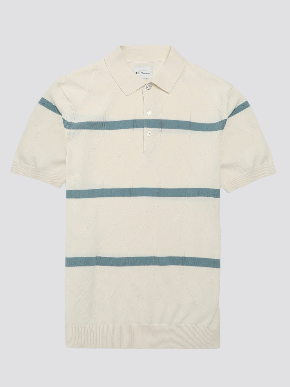 Ben Sherman Signature Argyle Stripe Polo Knitwear White | GTCAL-1504