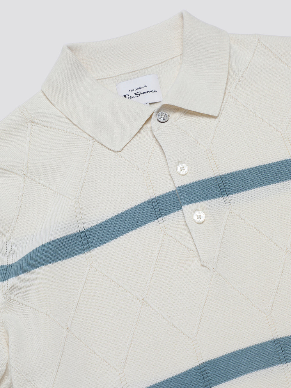 Ben Sherman Signature Argyle Stripe Polo Knitwear White | GTCAL-1504