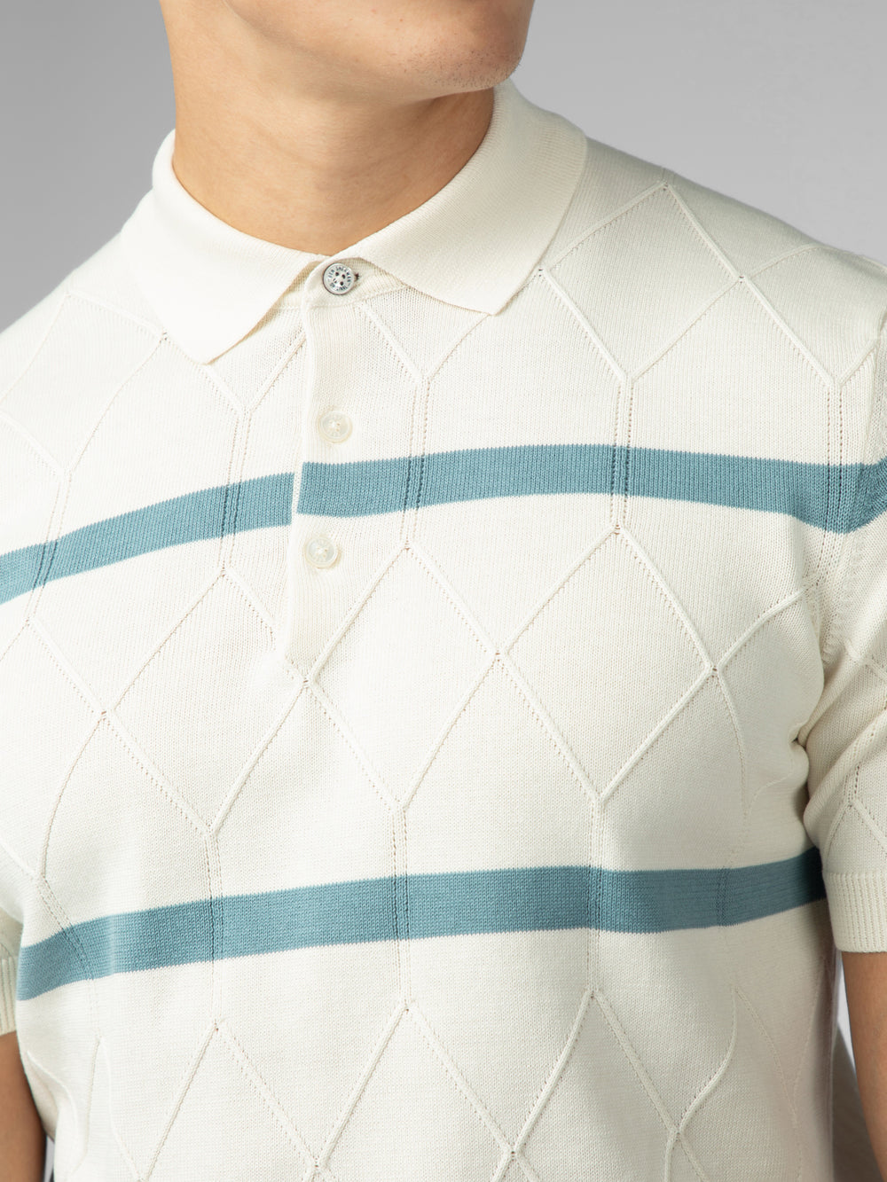 Ben Sherman Signature Argyle Stripe Polo Knitwear White | GTCAL-1504