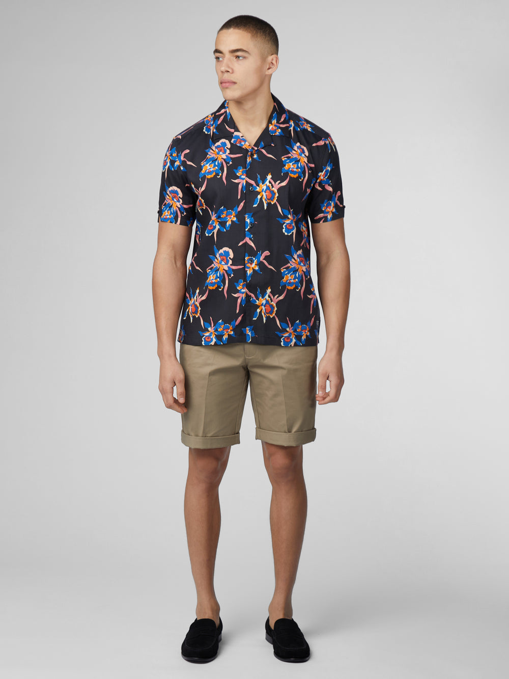 Ben Sherman Signature Botanical Print Shirts Black | PLWRC-6498