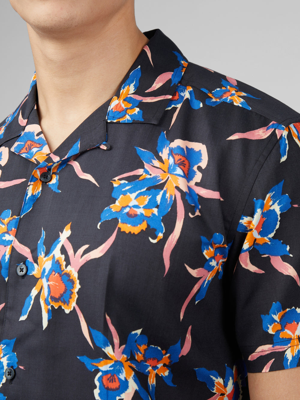 Ben Sherman Signature Botanical Print Shirts Black | PLWRC-6498