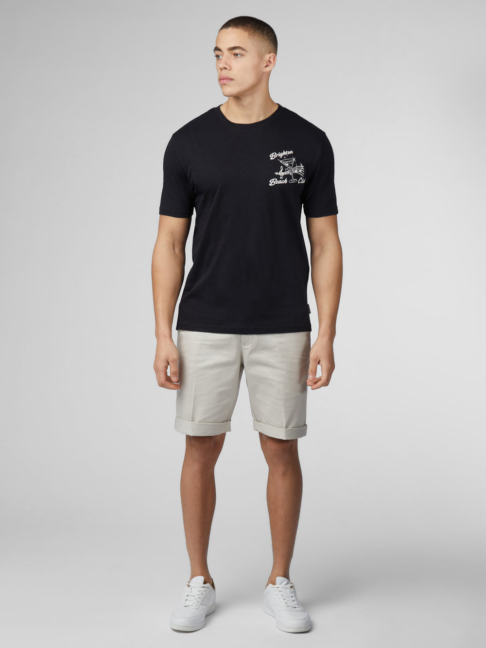 Ben Sherman Signature Brighton Beach Club T-Shirt Black | CKNYW-7156