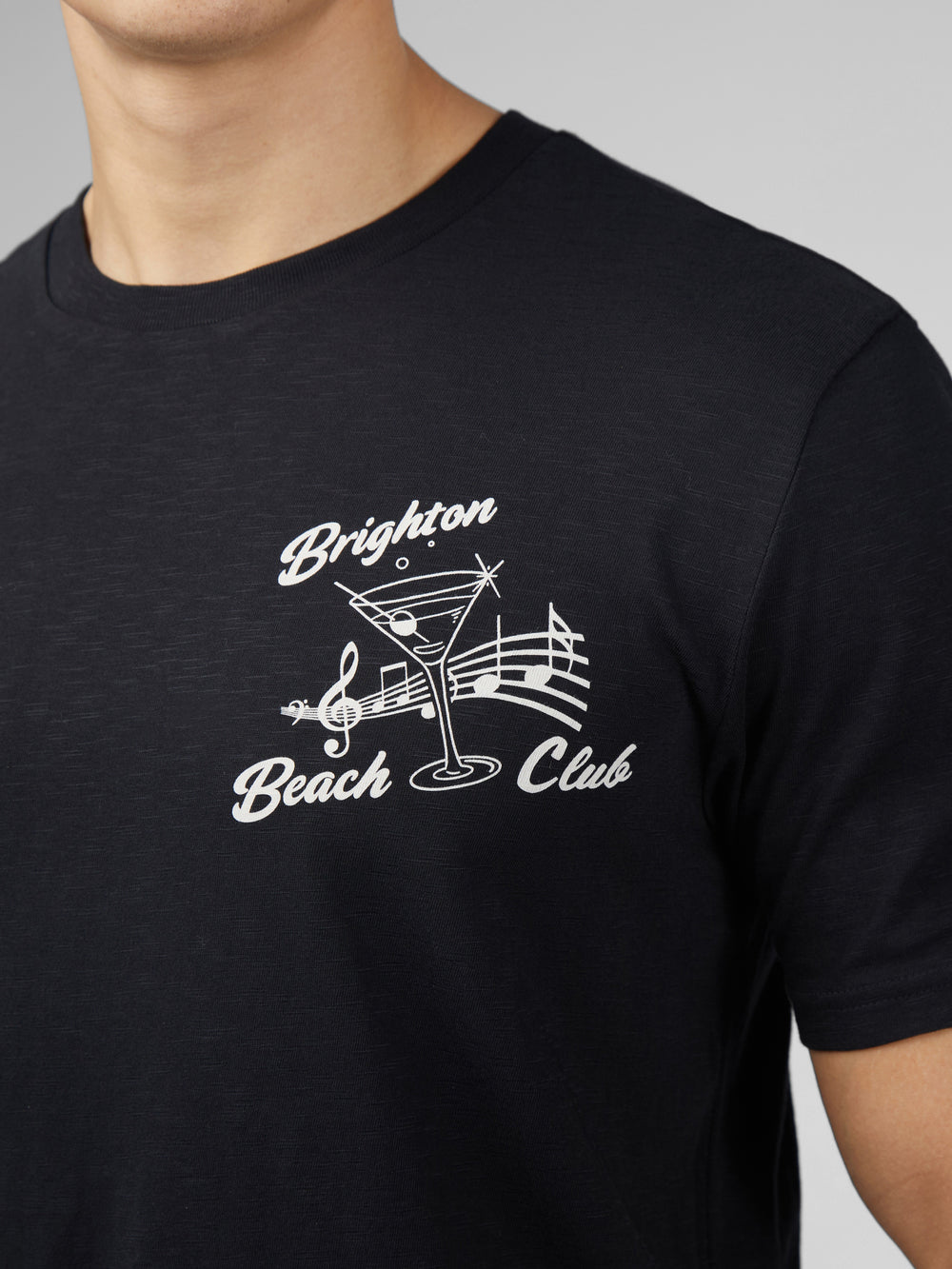 Ben Sherman Signature Brighton Beach Club T-Shirt Black | CKNYW-7156