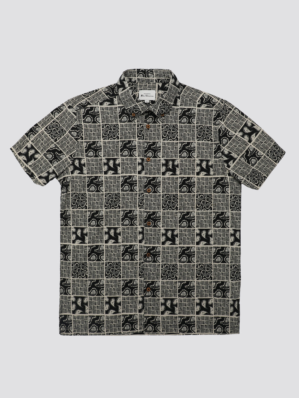 Ben Sherman Signature Checkerboard Paisley Print Shirts Black | HLVIW-0953