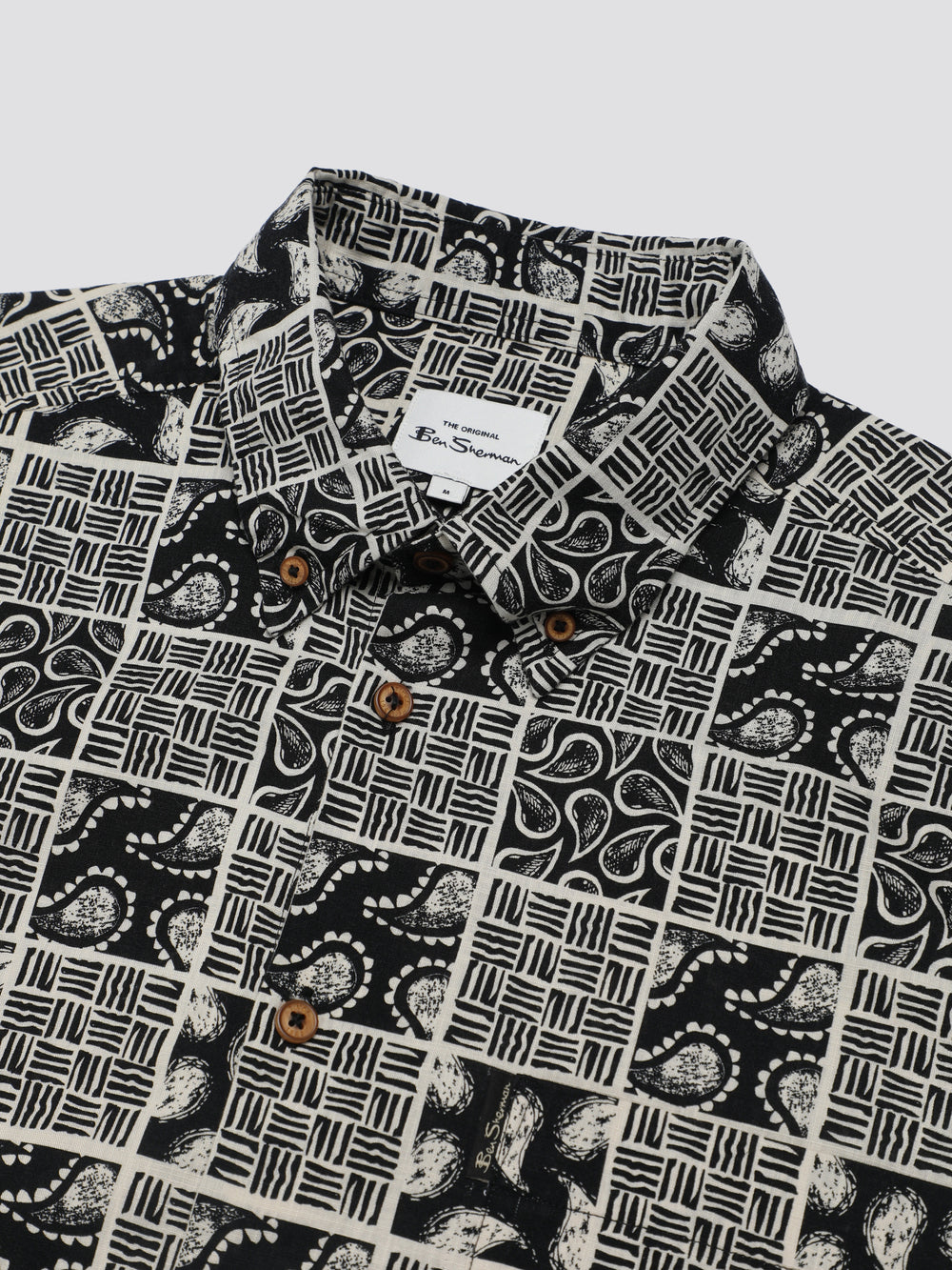 Ben Sherman Signature Checkerboard Paisley Print Shirts Black | HLVIW-0953