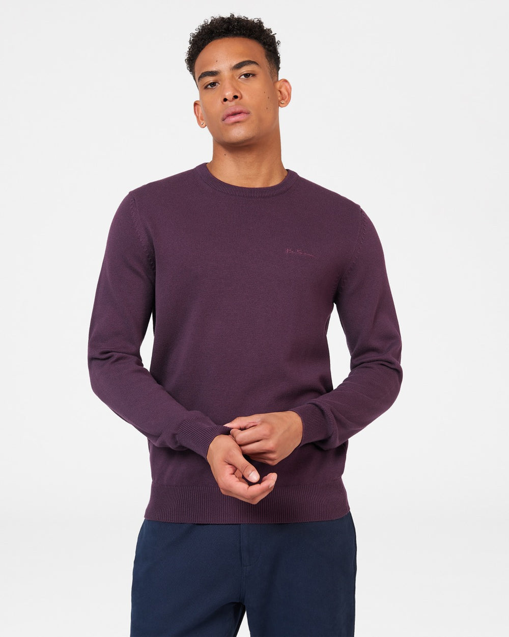 Ben Sherman Signature Crewneck Knitwear Purple | ZPJGR-7835