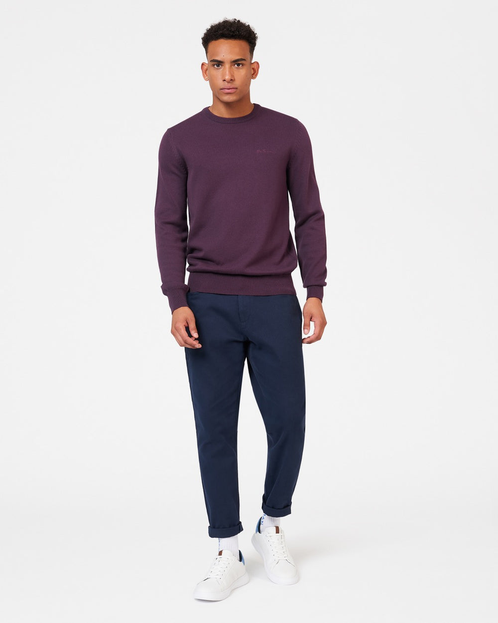 Ben Sherman Signature Crewneck Knitwear Purple | ZPJGR-7835