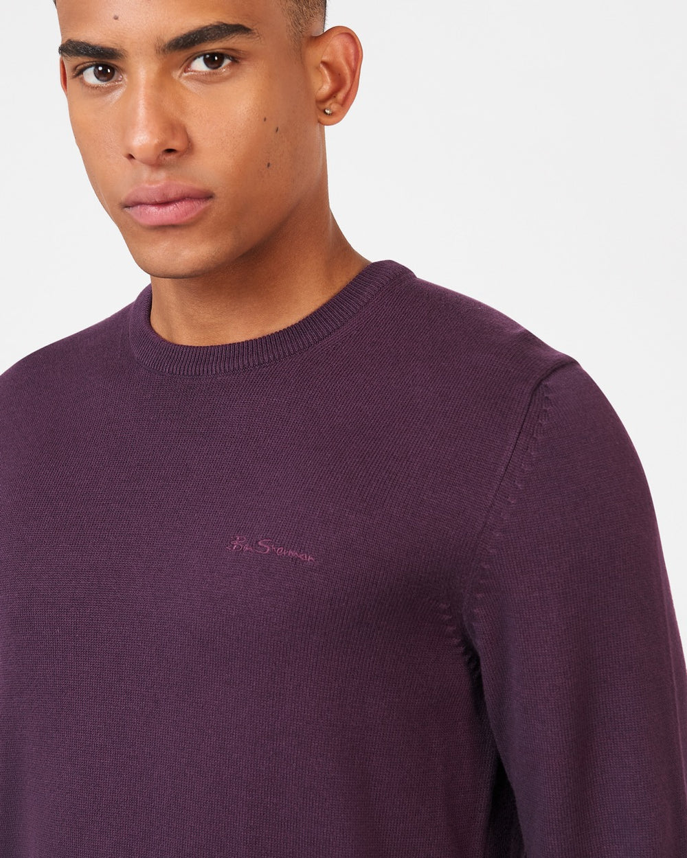 Ben Sherman Signature Crewneck Knitwear Purple | ZPJGR-7835