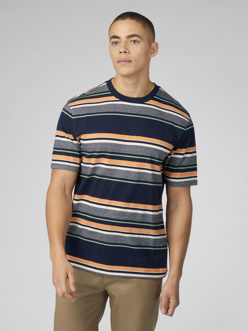 Ben Sherman Signature Engineered Stripe T-Shirt Navy | CQXTA-7450