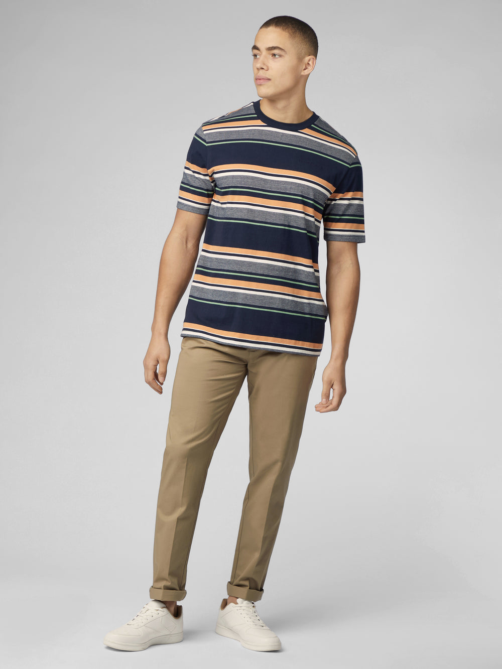 Ben Sherman Signature Engineered Stripe T-Shirt Navy | CQXTA-7450