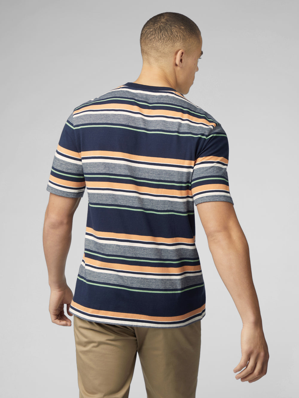 Ben Sherman Signature Engineered Stripe T-Shirt Navy | CQXTA-7450