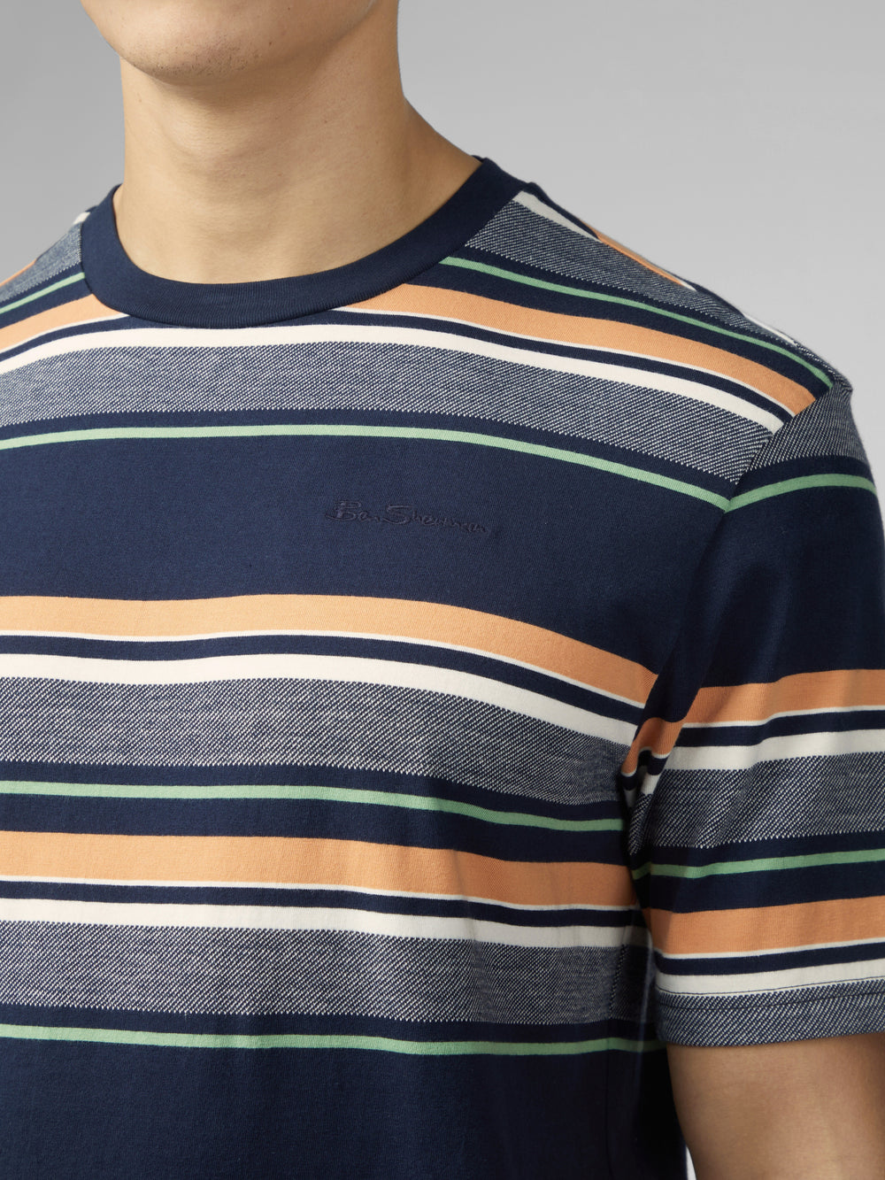 Ben Sherman Signature Engineered Stripe T-Shirt Navy | CQXTA-7450