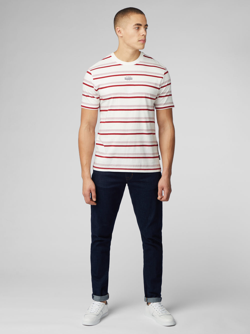 Ben Sherman Signature Fine Stripe T-Shirt White | MTAIQ-0462