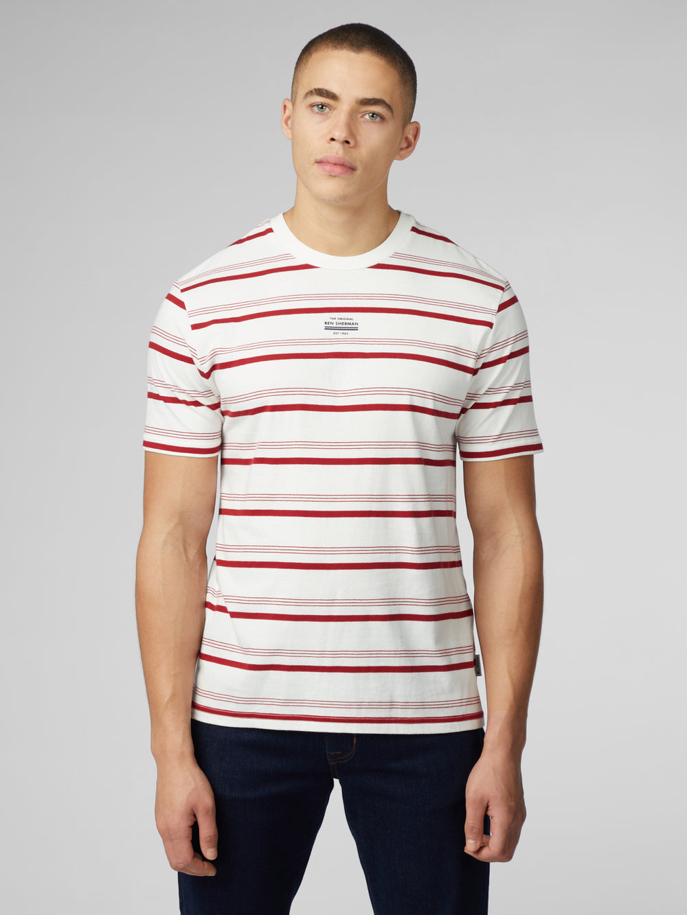 Ben Sherman Signature Fine Stripe T-Shirt White | MTAIQ-0462