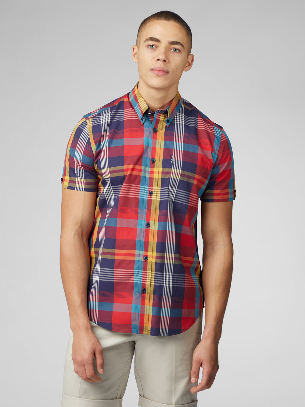 Ben Sherman Signature Large Madras Check Shirts Red | HEUVM-9186