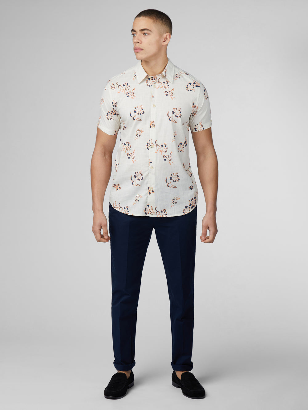 Ben Sherman Signature Linear Floral Shirts White | QFWLH-1498