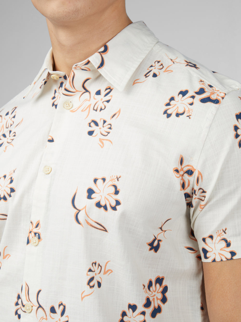 Ben Sherman Signature Linear Floral Shirts White | QFWLH-1498