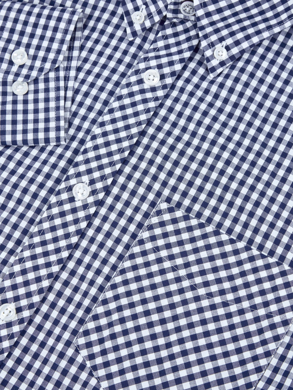 Ben Sherman Signature Long-Sleeve Gingham Shirts Dark Blue | KRDGL-4956