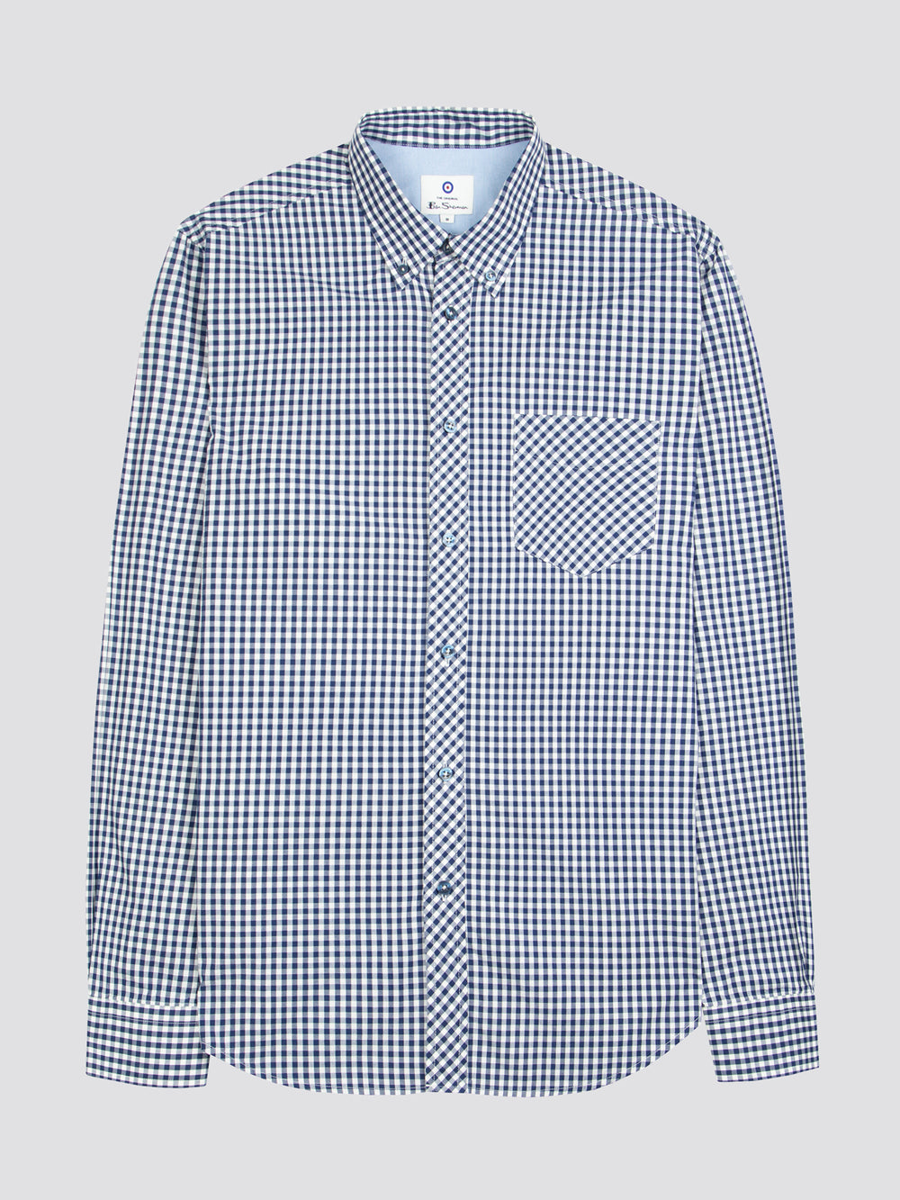 Ben Sherman Signature Long-Sleeve Gingham Shirts Dark Blue | KRDGL-4956