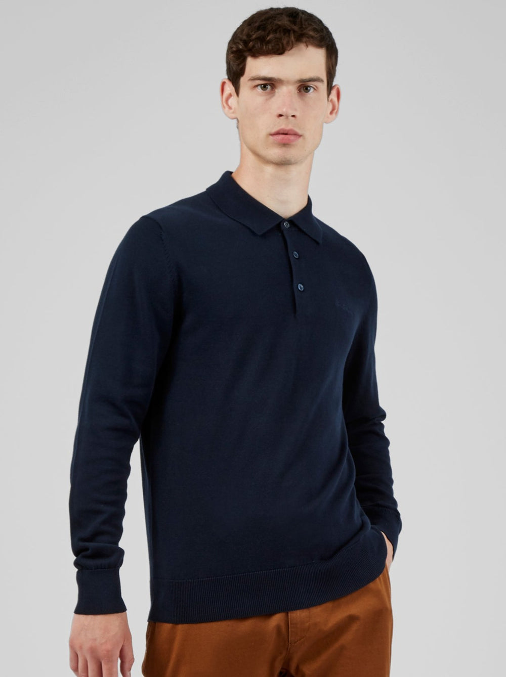 Ben Sherman Signature Long-Sleeve Polo Neck Sweaters Navy | SACPD-9723