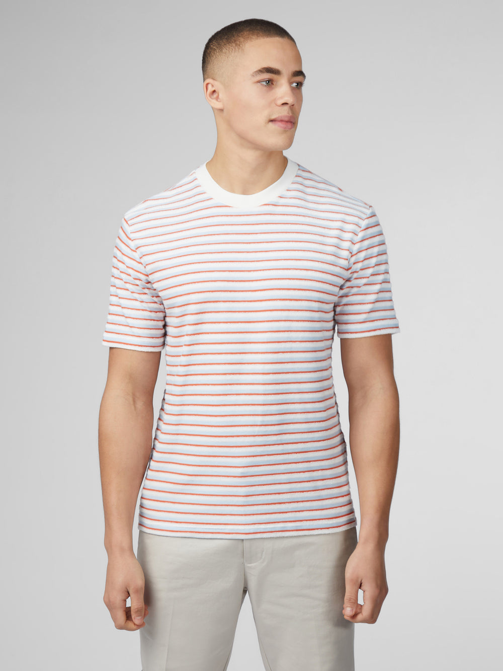 Ben Sherman Signature Loopback Stripe T-Shirt Blue | YBAWE-3042