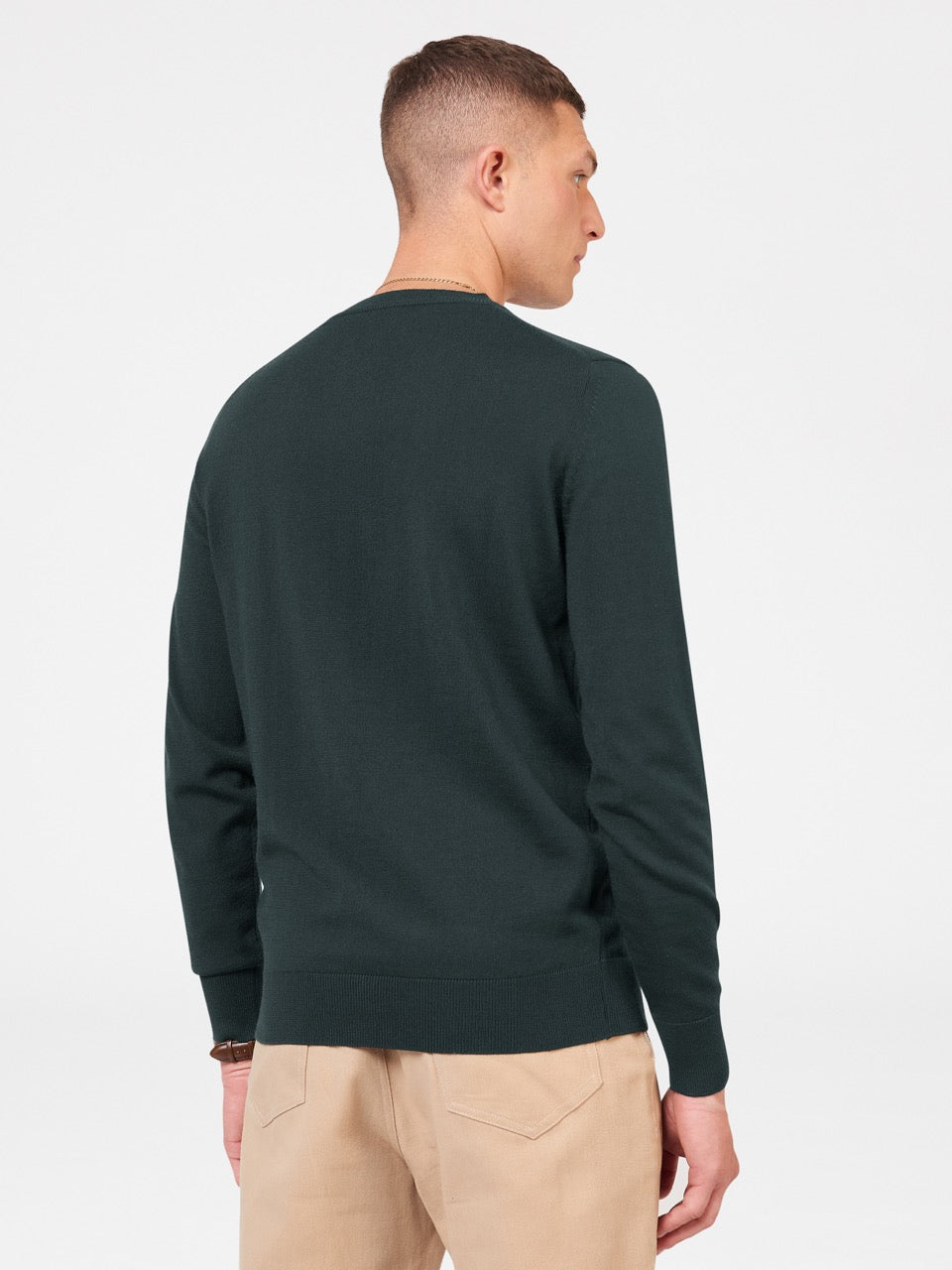 Ben Sherman Signature Merino Crewneck Knitwear Dark Green | ETFWL-4103