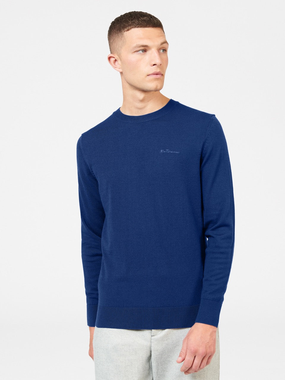 Ben Sherman Signature Merino Crewneck Knitwear Blue | GOKRH-4275