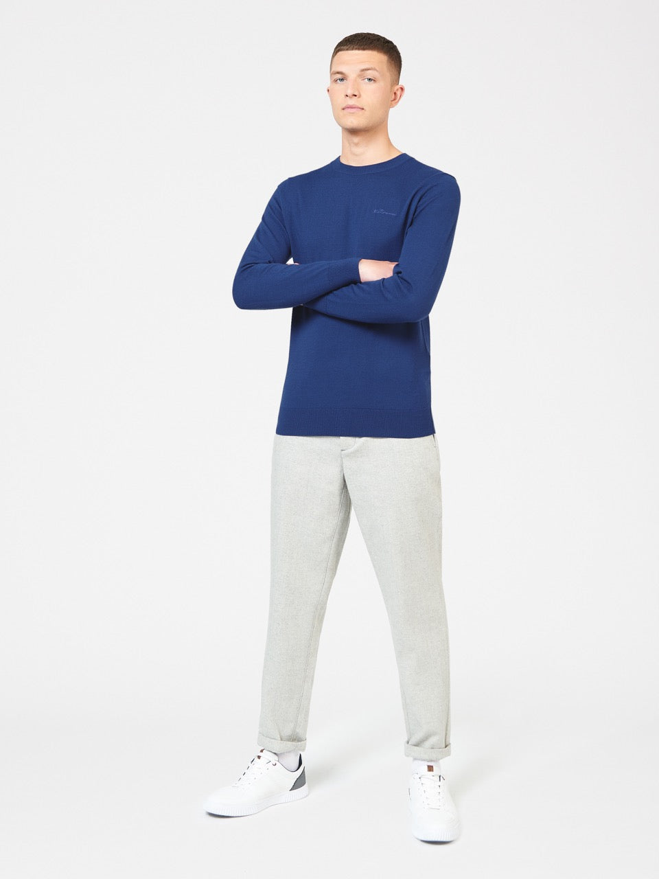 Ben Sherman Signature Merino Crewneck Knitwear Blue | GOKRH-4275