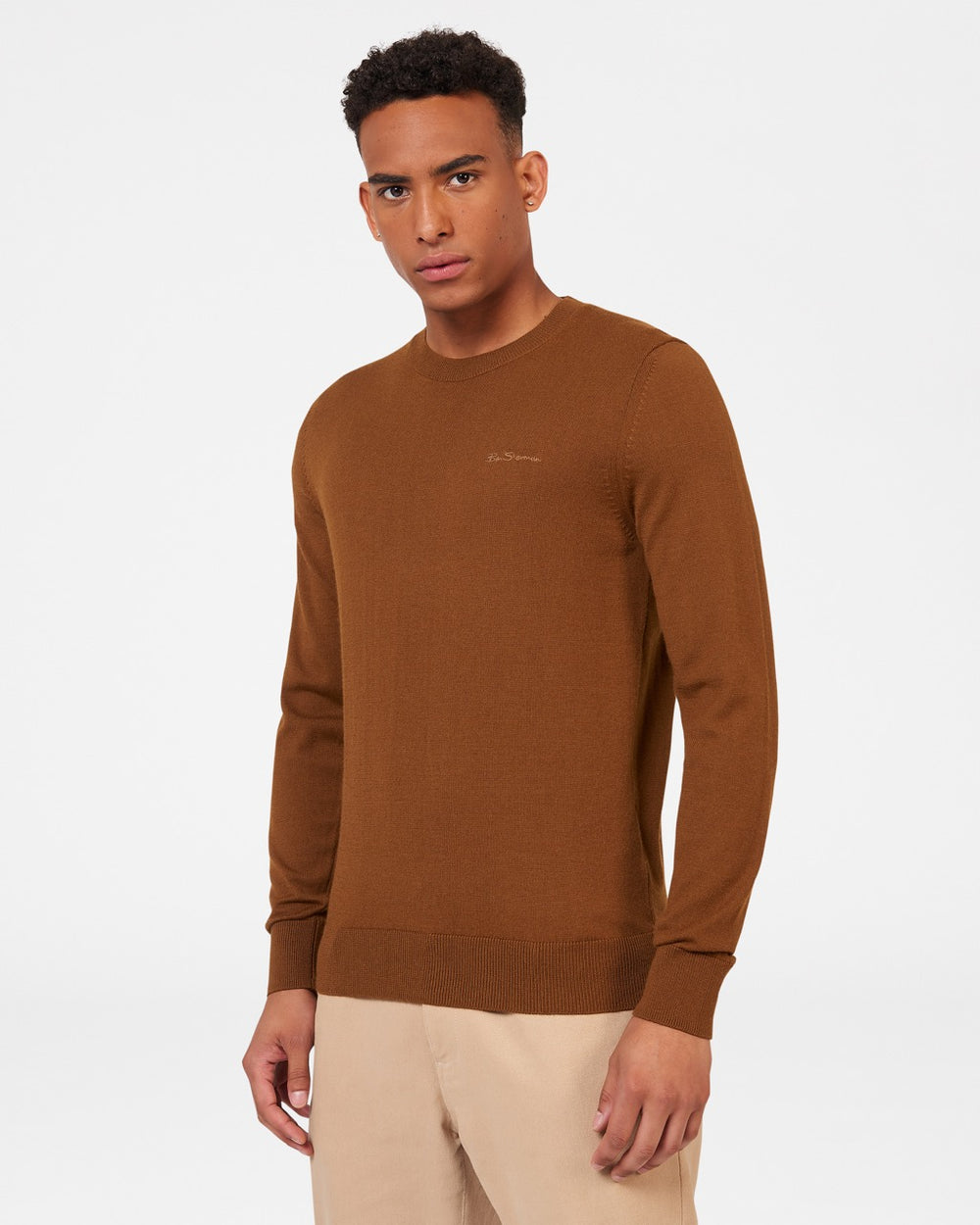 Ben Sherman Signature Merino Crewneck Knitwear Brown | ZKRWA-2937