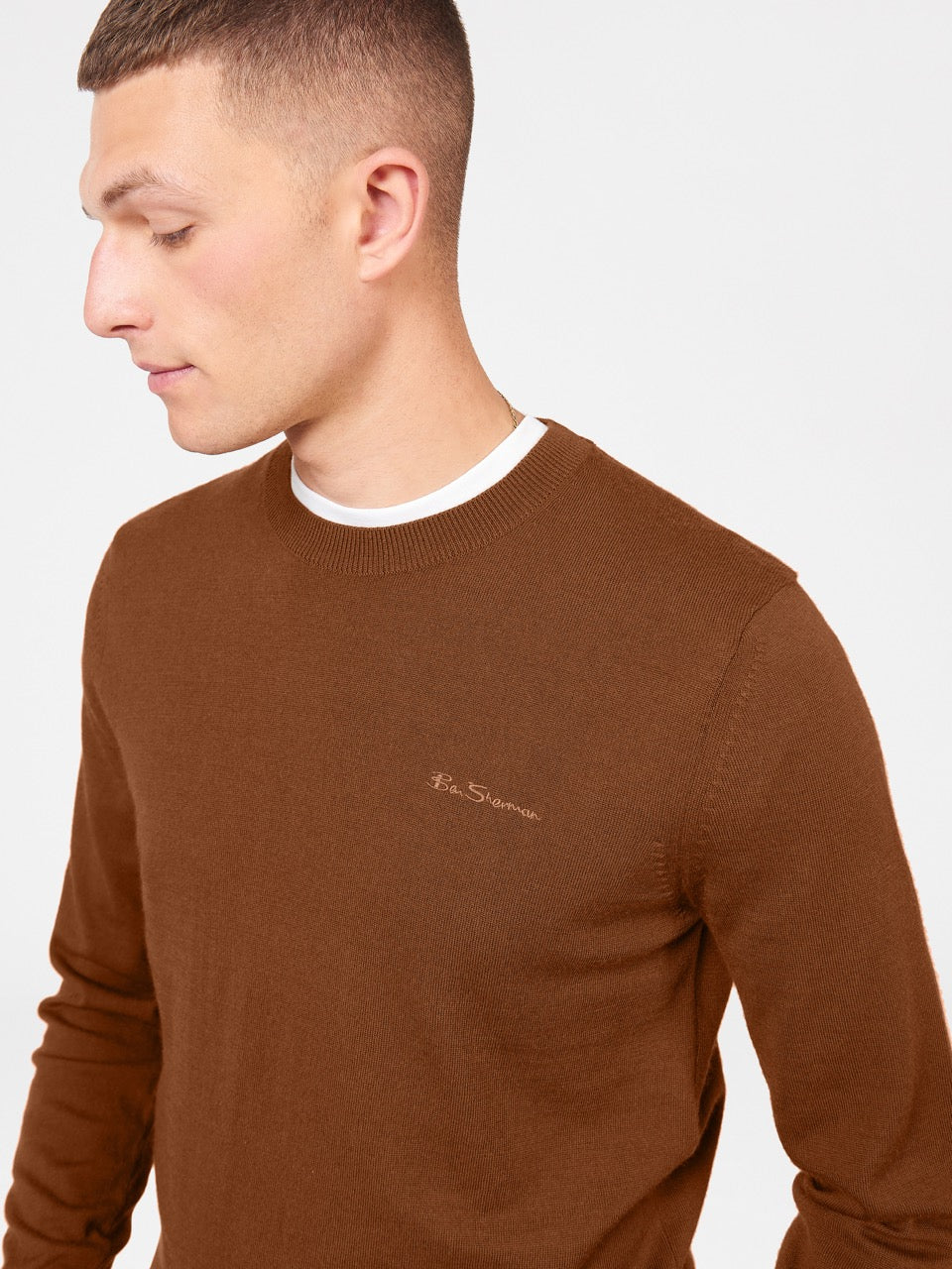 Ben Sherman Signature Merino Crewneck Knitwear Brown | ZKRWA-2937