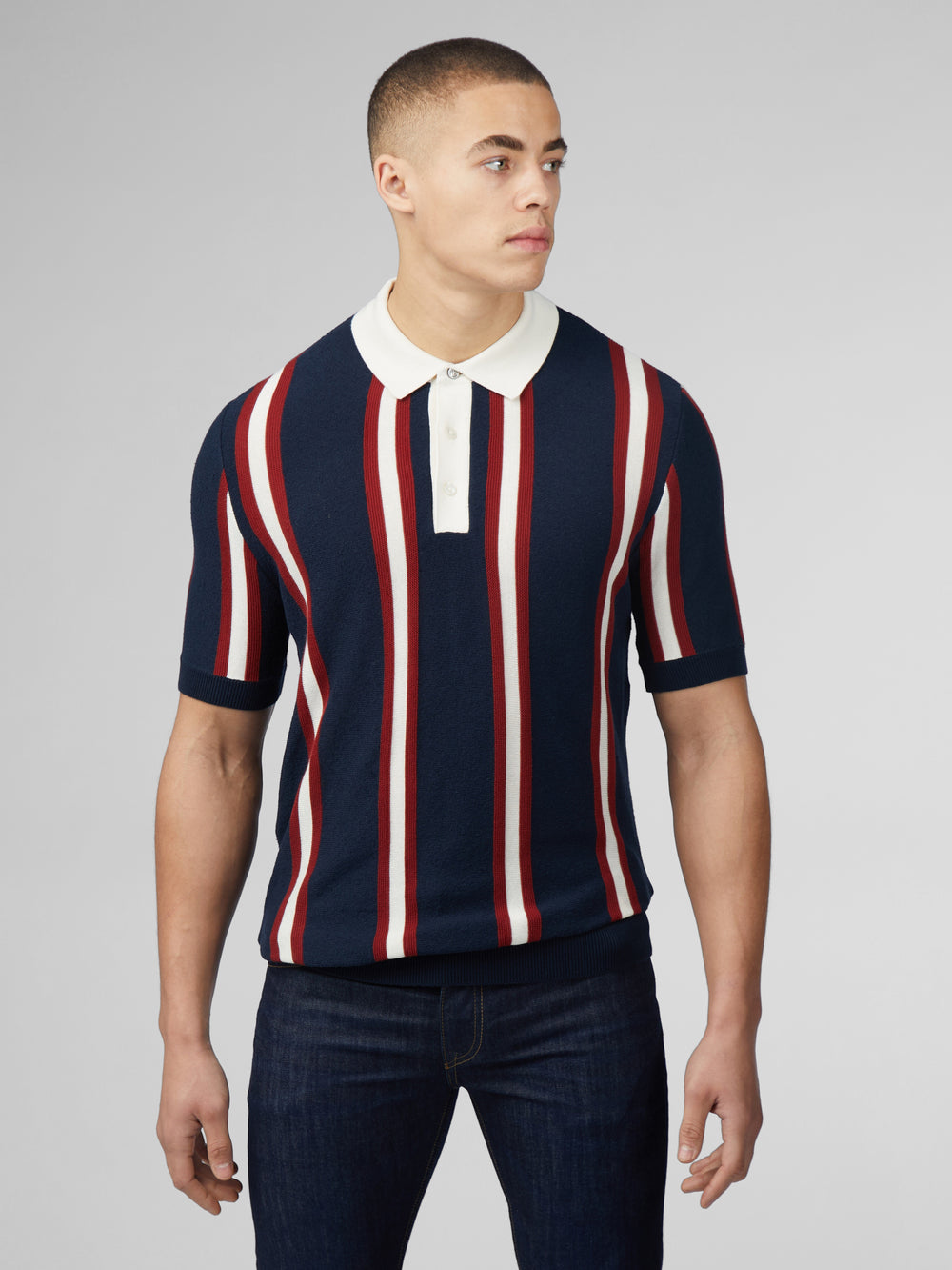 Ben Sherman Signature Mod Rugby Knitwear Navy | QJWHO-6074