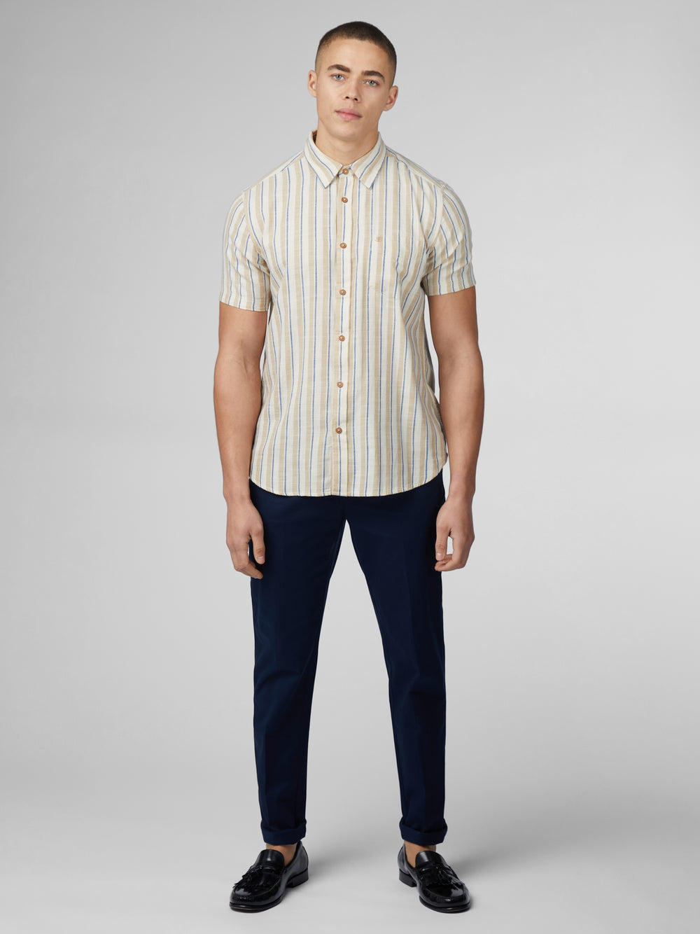 Ben Sherman Signature Mod Stripe Shirts White | KOUVG-1842