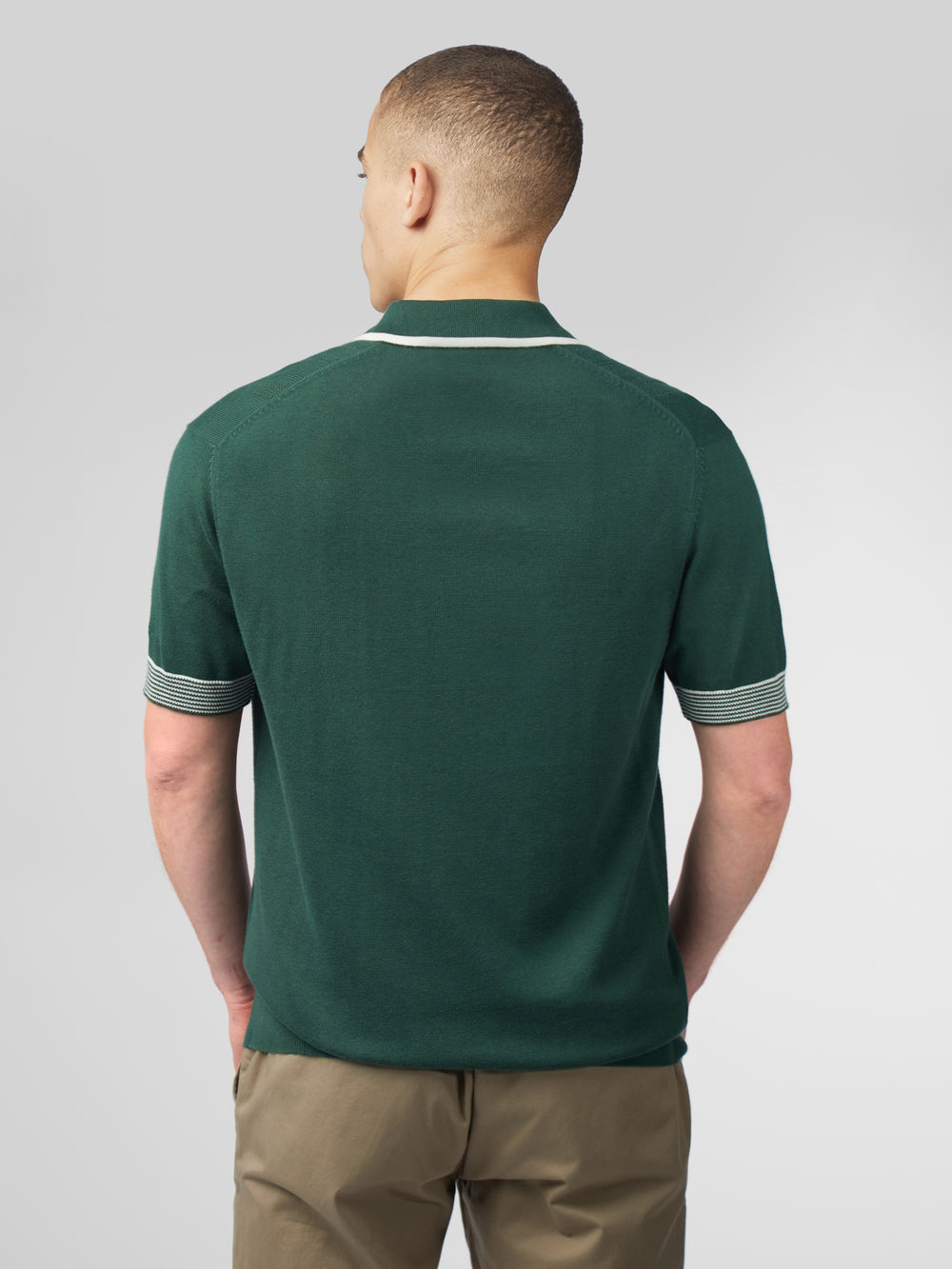 Ben Sherman Signature Open Neck Polo Knitwear Green | RBUFM-0624