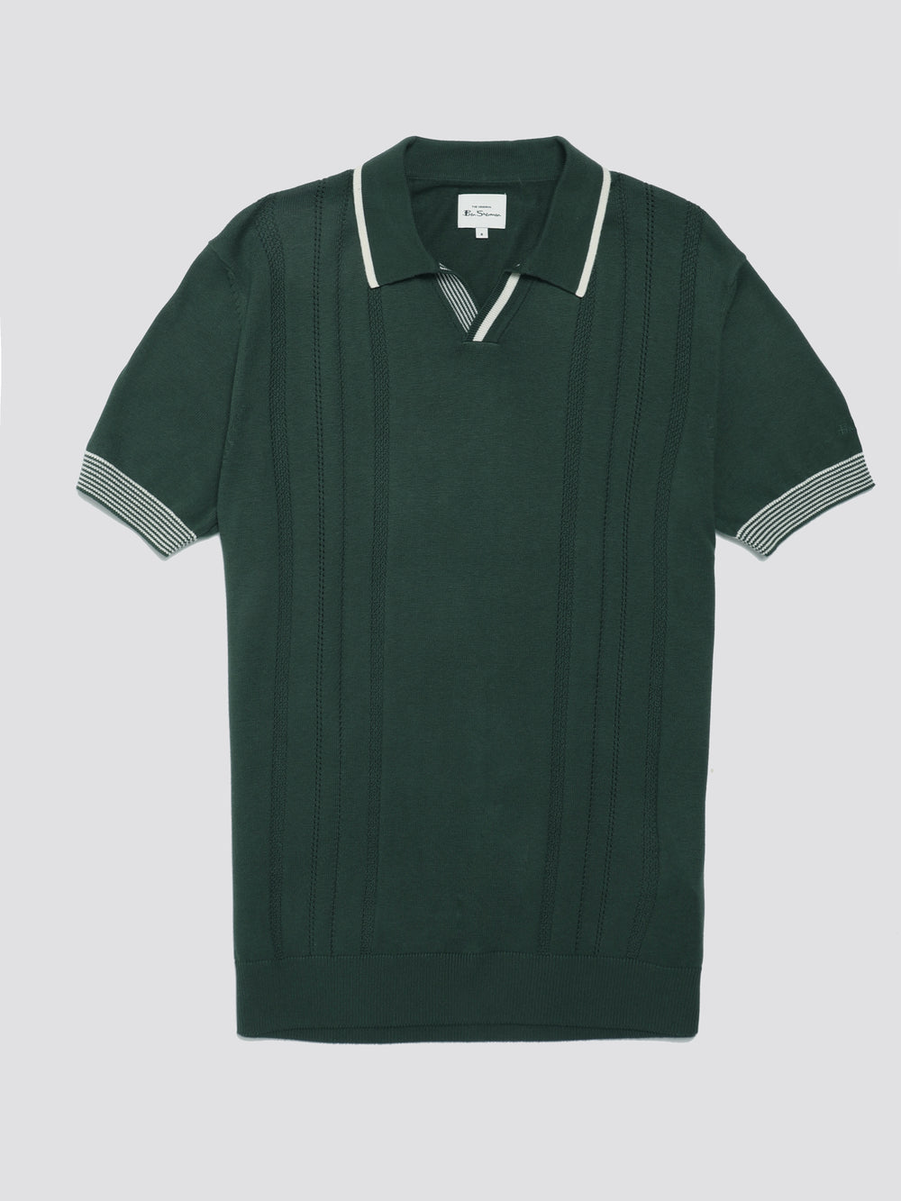 Ben Sherman Signature Open Neck Polo Knitwear Green | RBUFM-0624