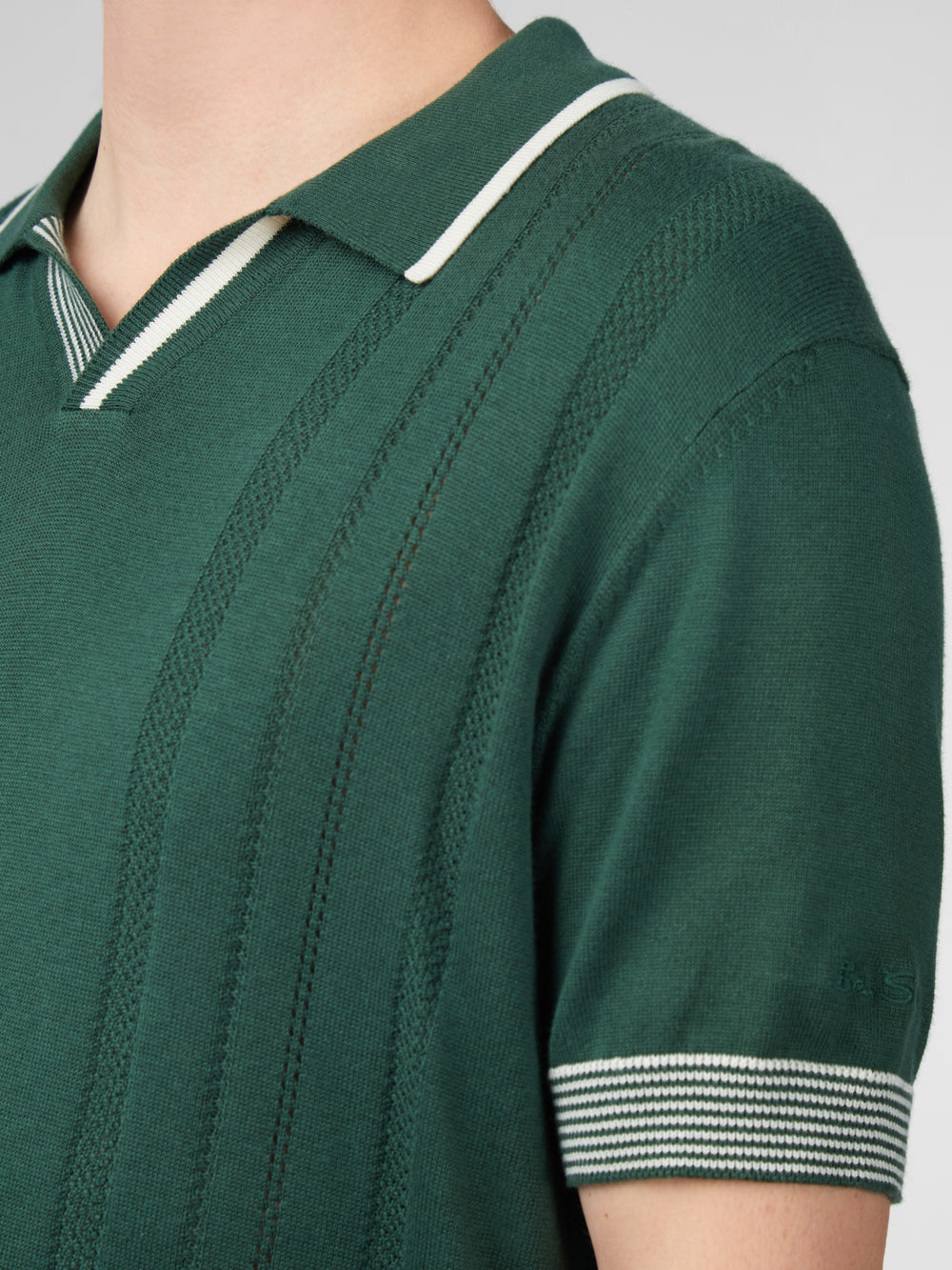 Ben Sherman Signature Open Neck Polo Knitwear Green | RBUFM-0624