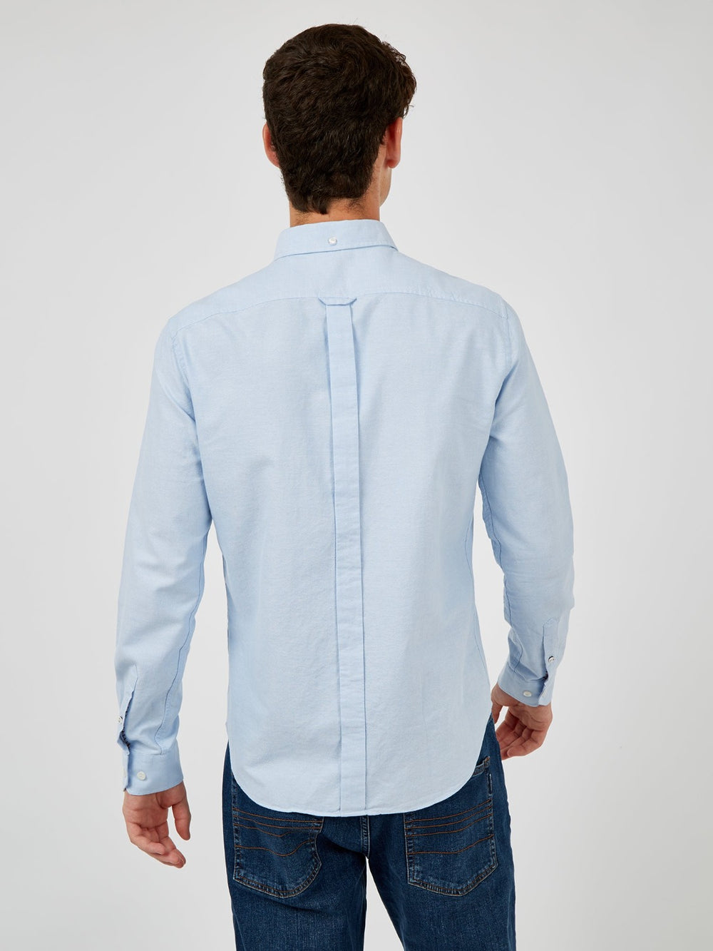 Ben Sherman Signature Organic Long-Sleeve Oxford Shirts Blue | VWSAN-5216