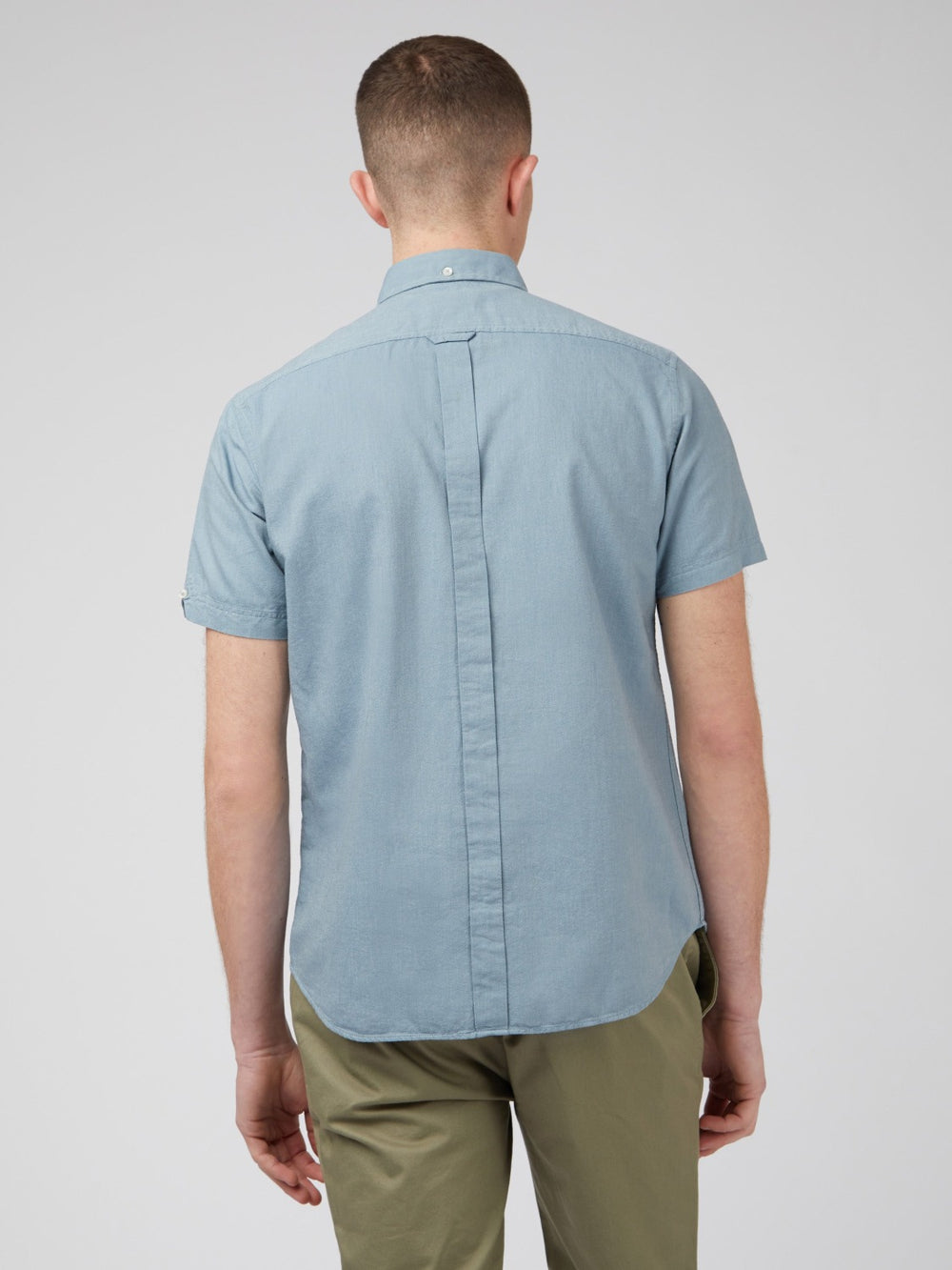 Ben Sherman Signature Organic Short-Sleeve Oxford Shadow Shirts Blue Grey | TVQSC-8307