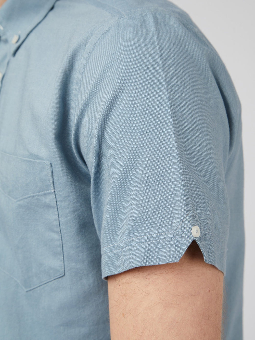 Ben Sherman Signature Organic Short-Sleeve Oxford Shadow Shirts Blue Grey | TVQSC-8307