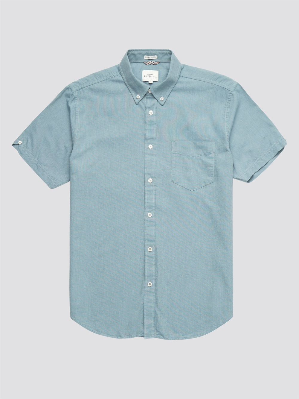 Ben Sherman Signature Organic Short-Sleeve Oxford Shadow Shirts Blue Grey | TVQSC-8307