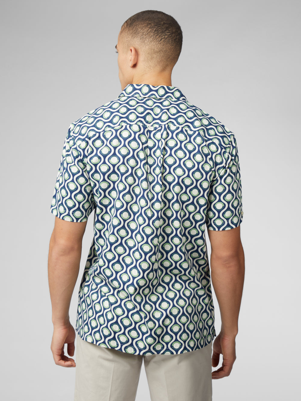 Ben Sherman Signature Retro Geo Shirts Green | OBSZD-2874