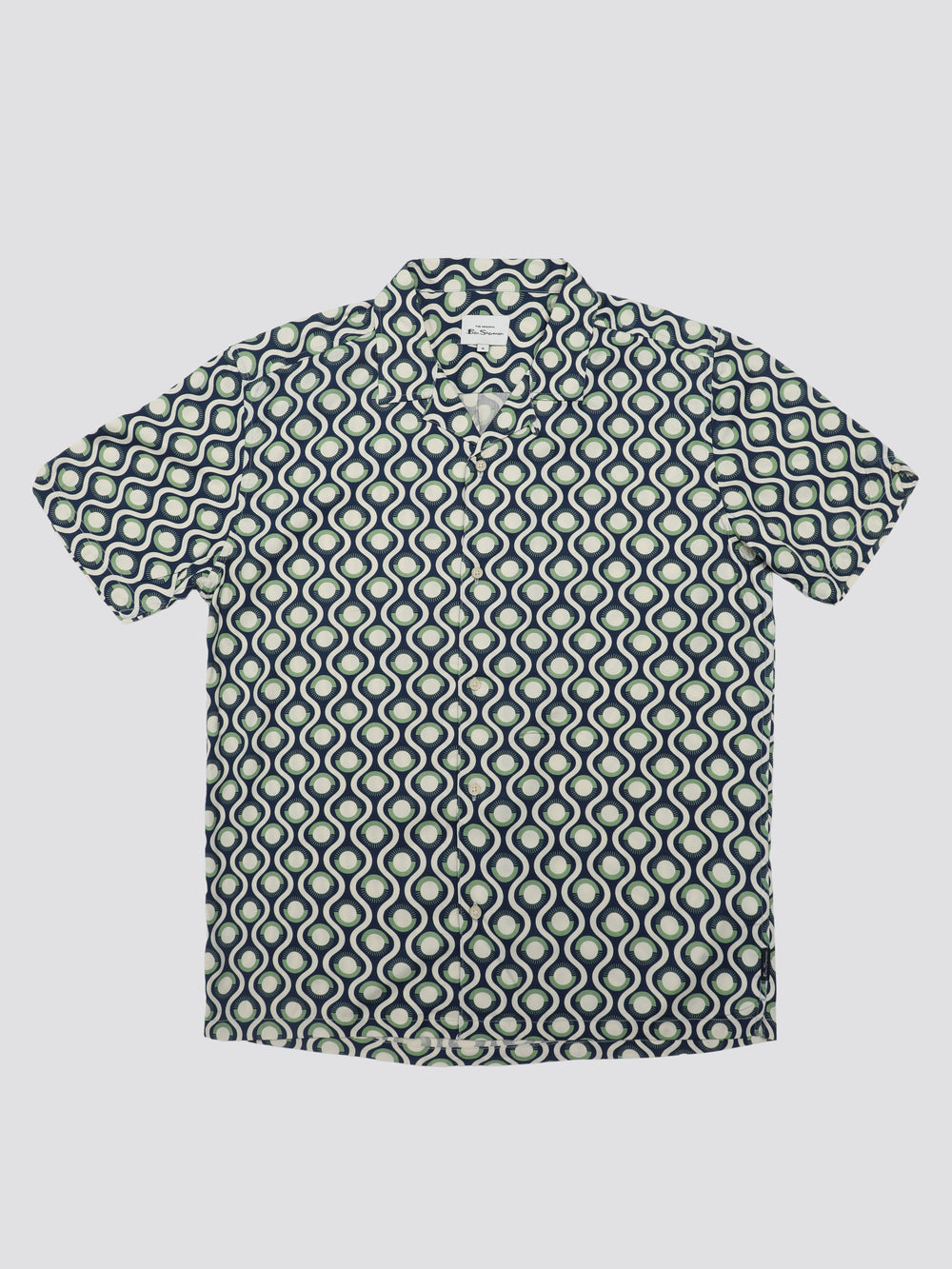 Ben Sherman Signature Retro Geo Shirts Green | OBSZD-2874