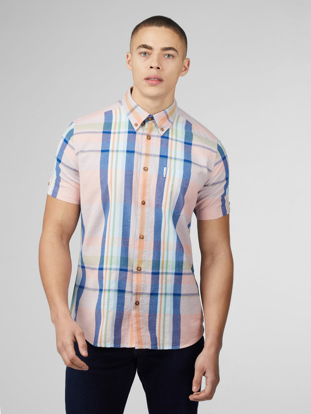 Ben Sherman Signature Seersucker Check Shirts Pink | CSDHZ-8274