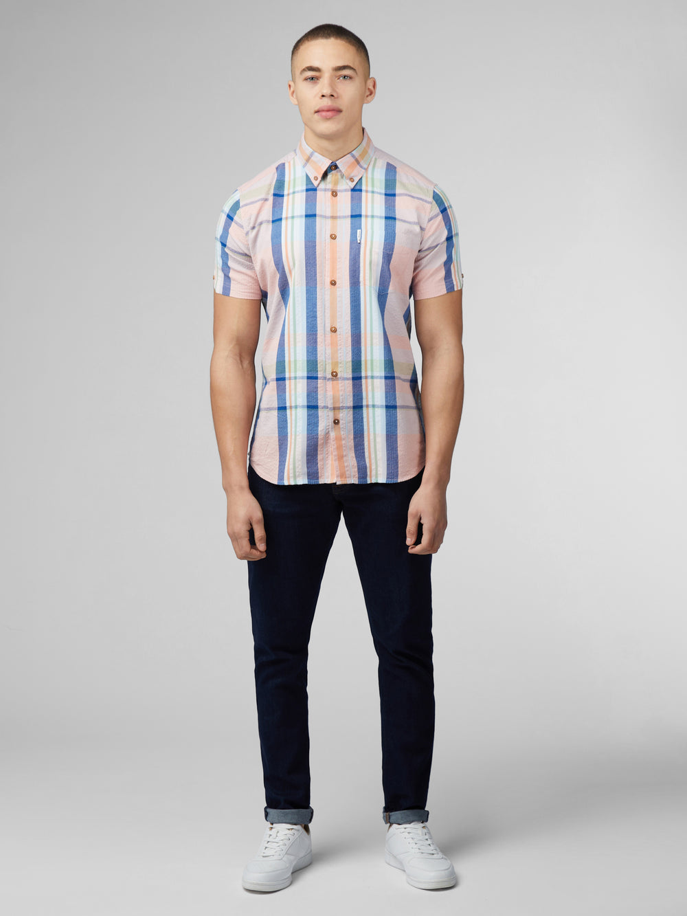 Ben Sherman Signature Seersucker Check Shirts Pink | CSDHZ-8274