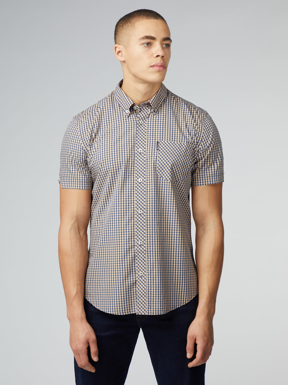 Ben Sherman Signature Short Sleeve Gingham Shirts Copper Orange | USQFR-0975